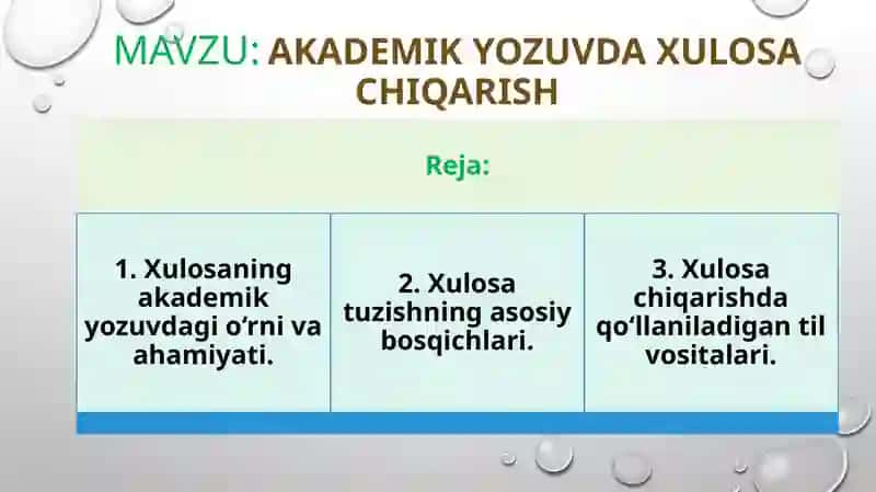 Akademik yozuvda xulosa chiqarish 2