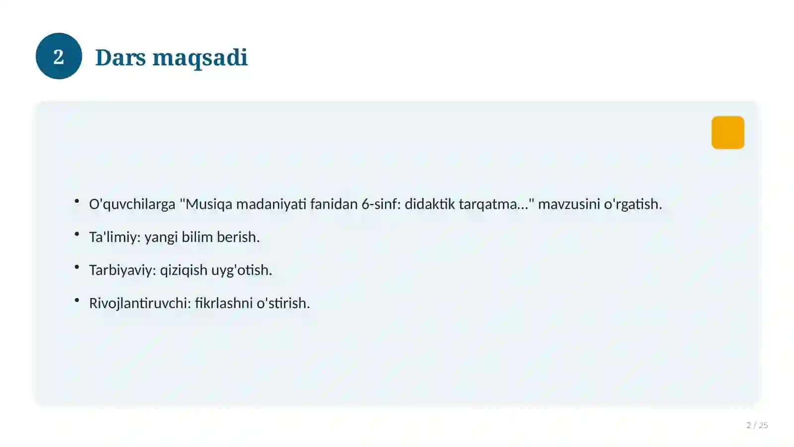 Musiqa madaniyati fanidan 6-sinf: didaktik tarqatma materiallar 2