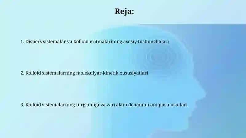 Dispers sistemalar. Kolloid dispers sistemalarning molekulyar-kinetik xossalari 2