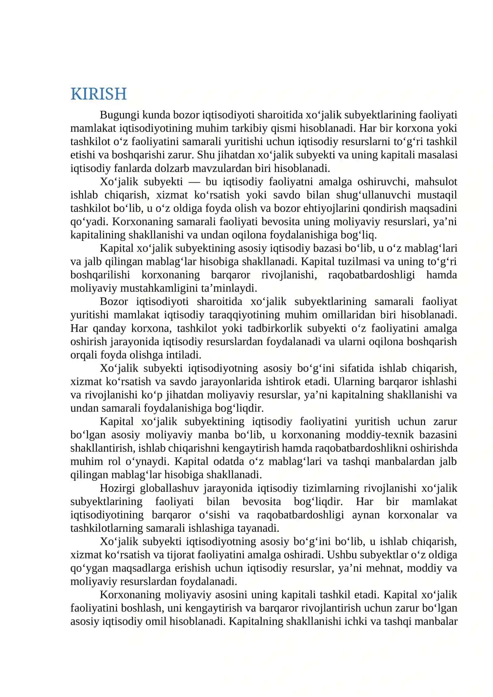 Xo'jalik subyekti va uning kapitalining tashkil topishi strukturasi 2