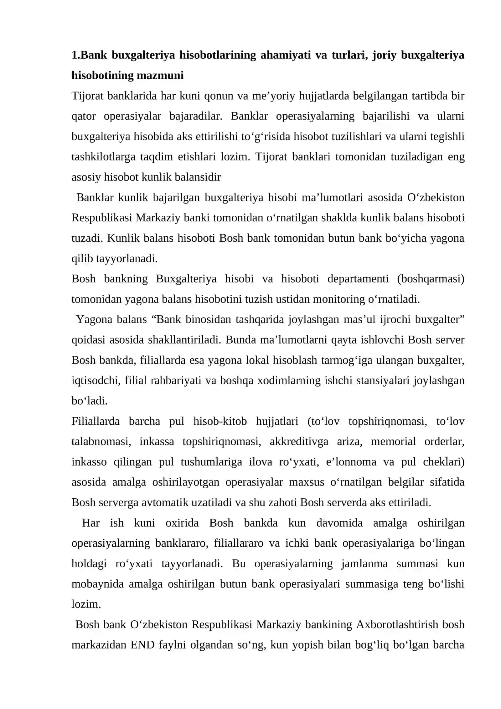 Bank buxgalteriya hisobotlarini ahamiyati va turlari 2