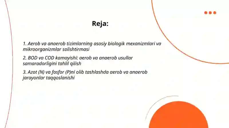 Aerob va anaerob biologik tozalash usullarining solishtirma tahlili 2