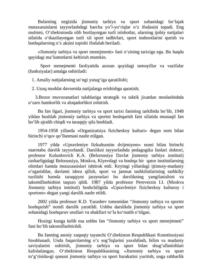 Jismoniy tarbiya va sport menejmenti faniga kirish 2