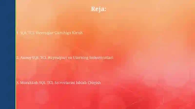SQL da TCL sòrovlar guruhi 2