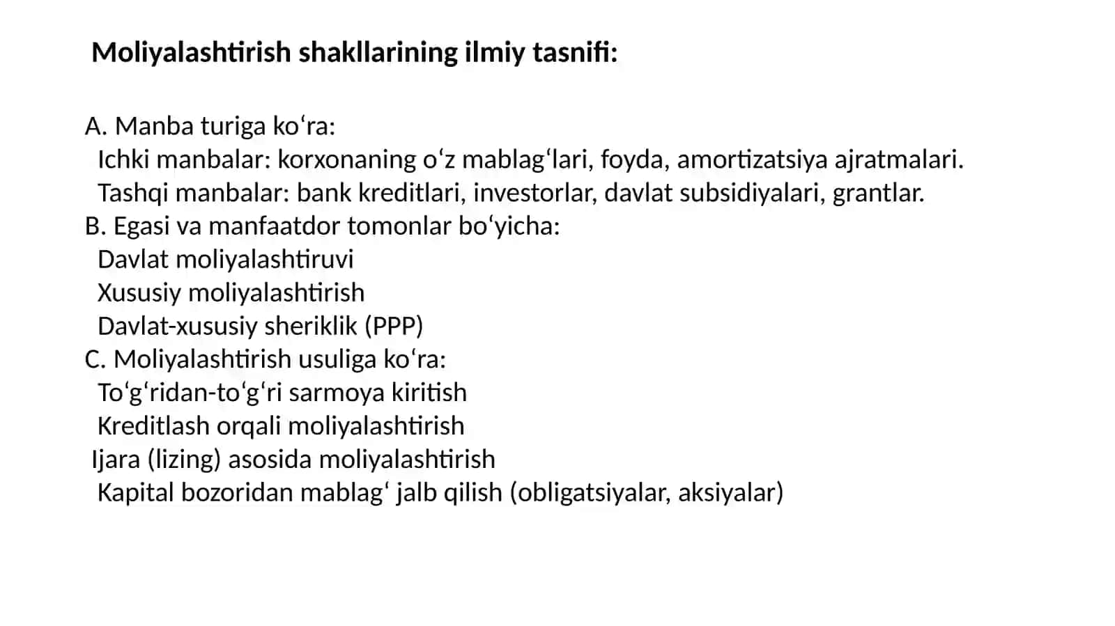 Moliyalashtirish shakllari 2