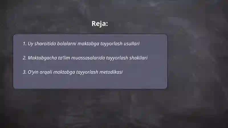 Bolalarni maktab taʼlimiga tayyorlash shakllari va metodlari 2