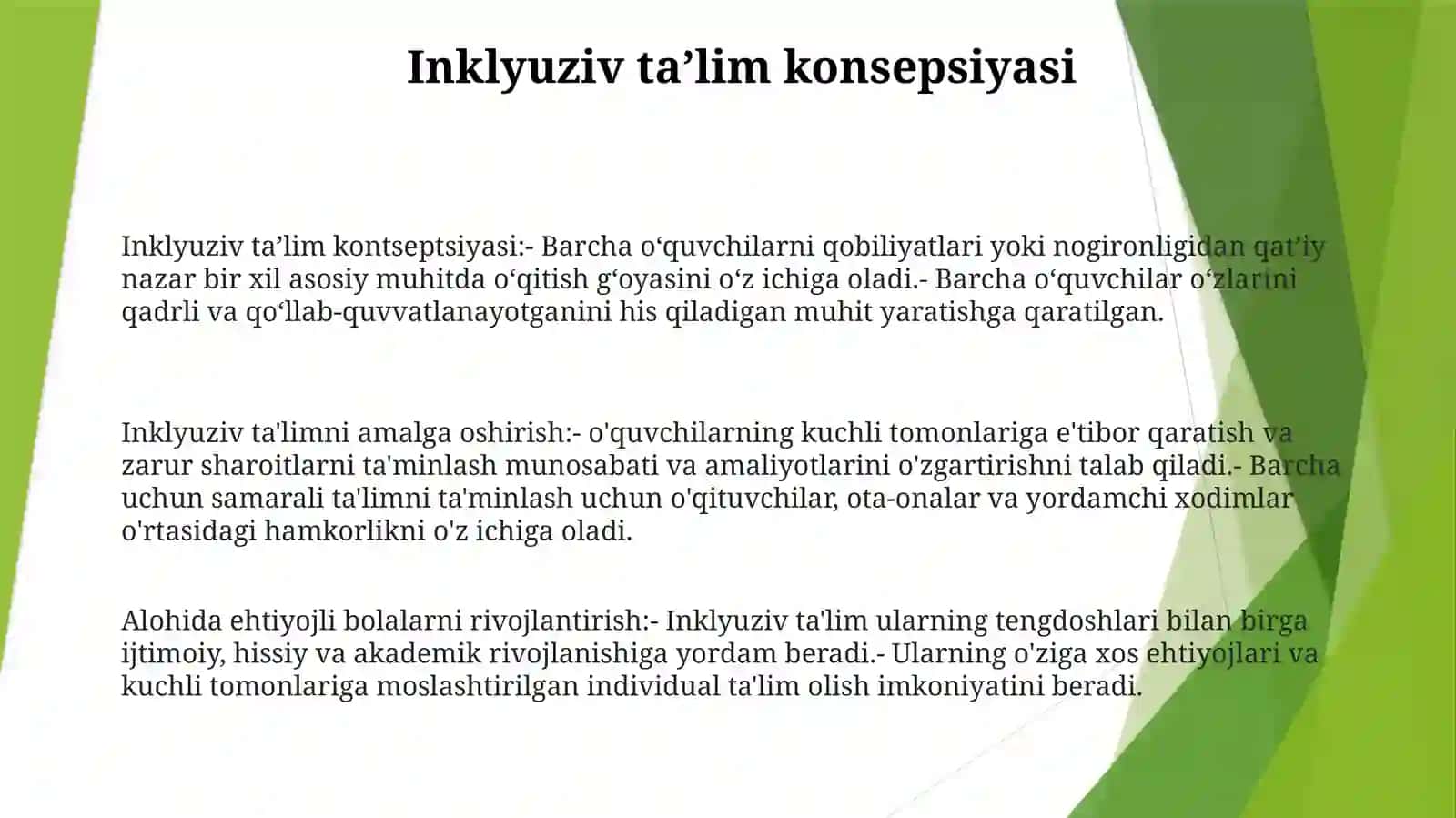 Inklyuziv TaʼLimni Amalga Oshirish Jarayoni Alohida Yordamga Muhtoj Bolalarning ShaxsiniRivojlantirishningXususiyatlari 2