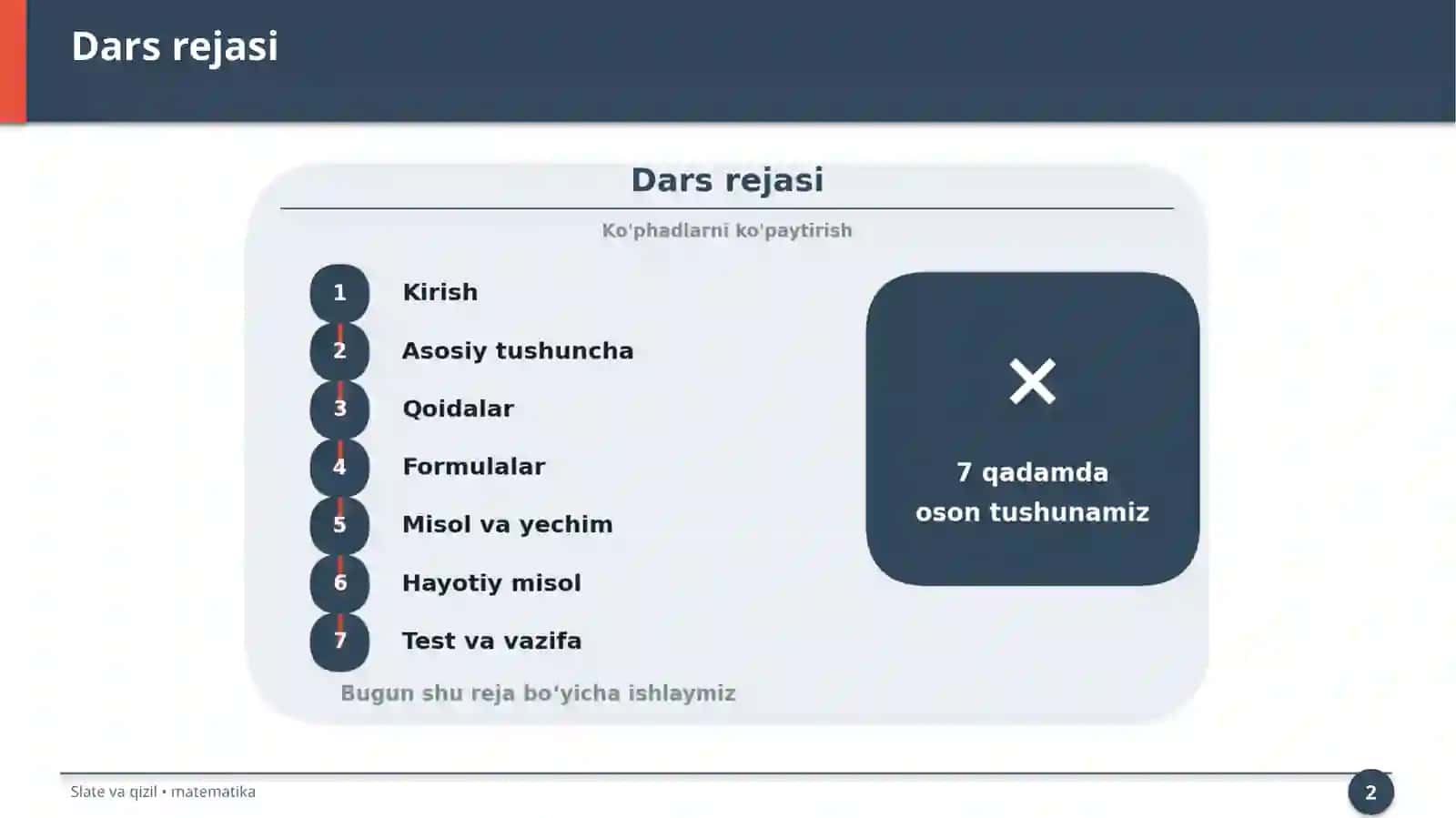 Ko'phadni ko'phadga ko'paytirish 2