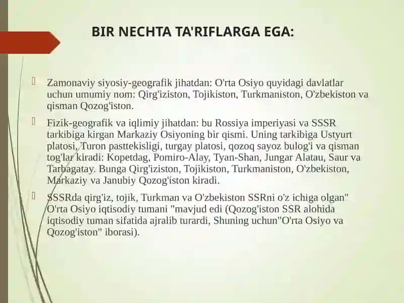 MARKAZIY OSIYODAGI YIRIK SUV HAVZALARI VA ULARNI SHU HUDUDDA O’RNI 2