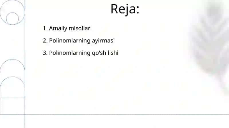 7-sinf algebra: Ko'phadlarni qo'shish va ayirish 2
