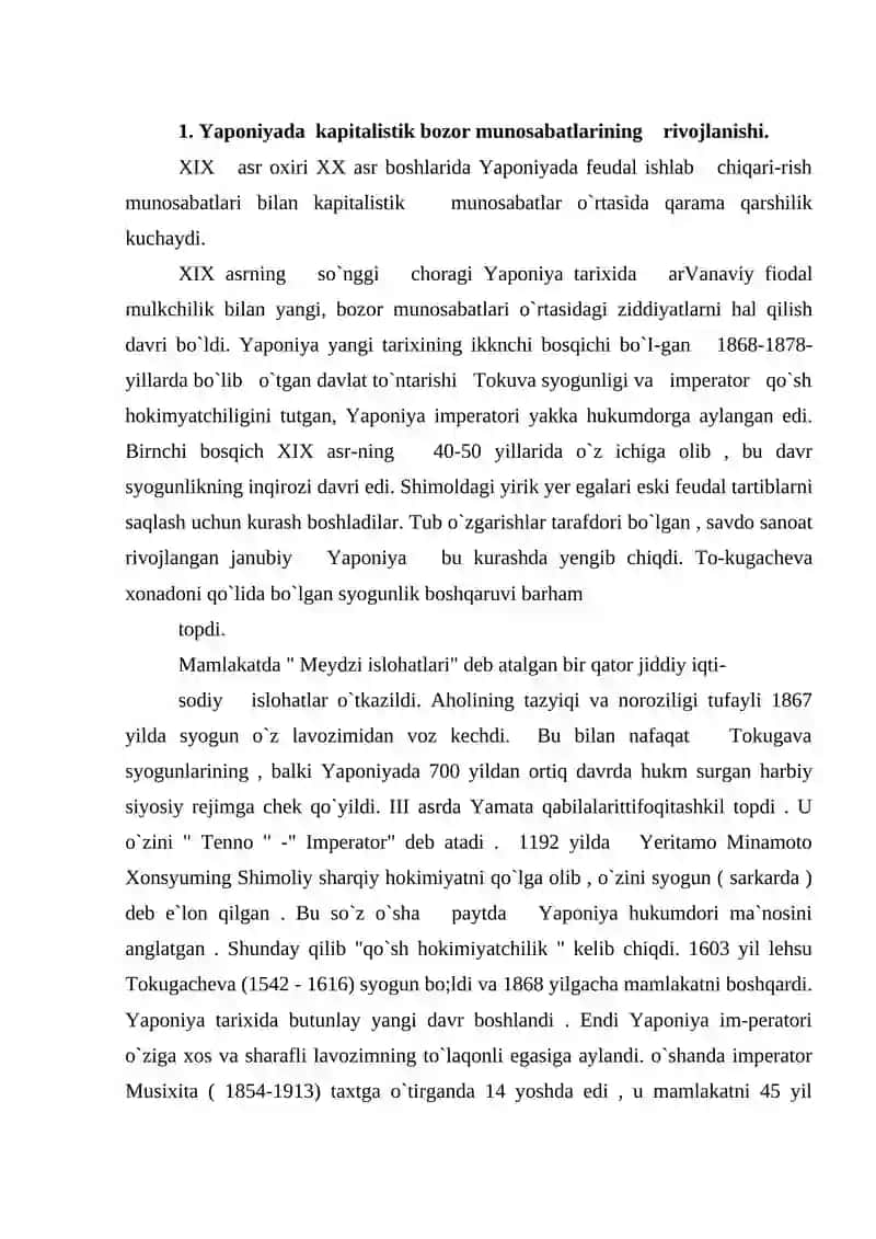 Yaponiyada Kapitalistik Bozor Munosabatlarining Rivojlanishi 2