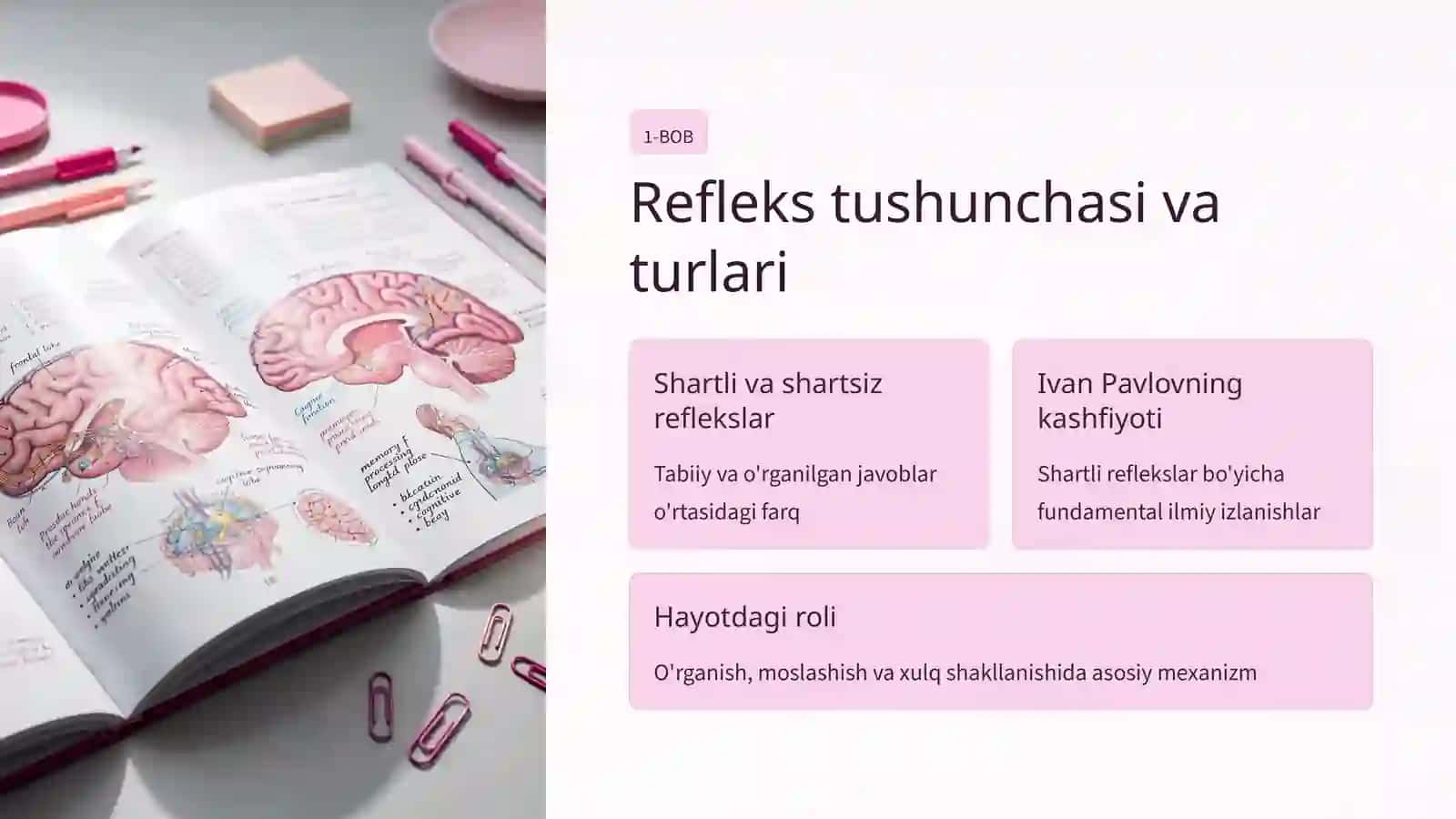 Shartli reflekslarning hosil bo'lishi va tormozlanishi 2