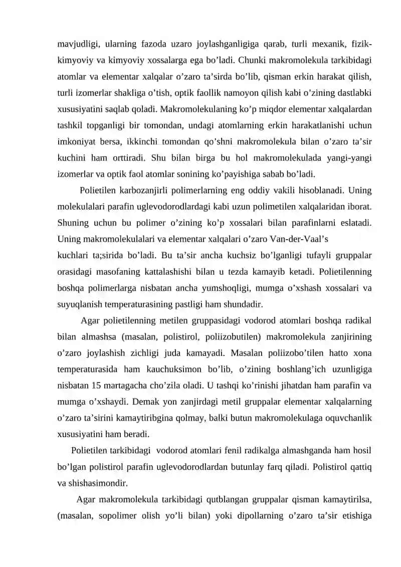 Polimerlarning kimyoviy sinflanishi 2
