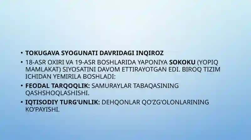 Yaponiya XVIII-ASRNING II yarmi – IX-ASRNING 70-yillarida 2