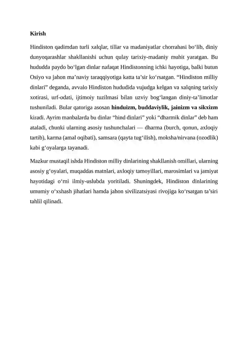 Hindiston milliy dinlari 2