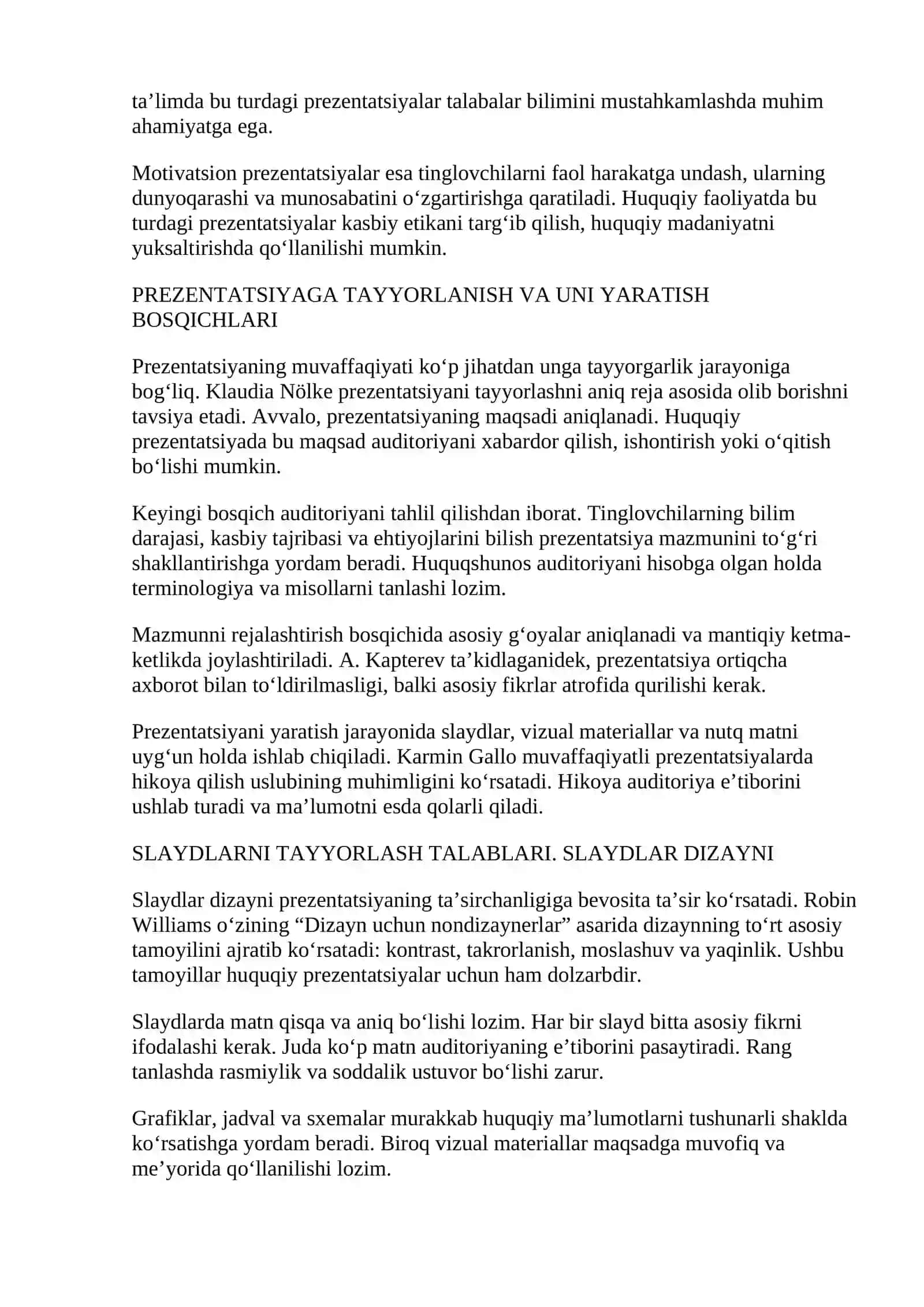 Huquqiy Faoliyatda Qo‘llaniladigan Ta’sirchan Prezentatsiya (referat) 2