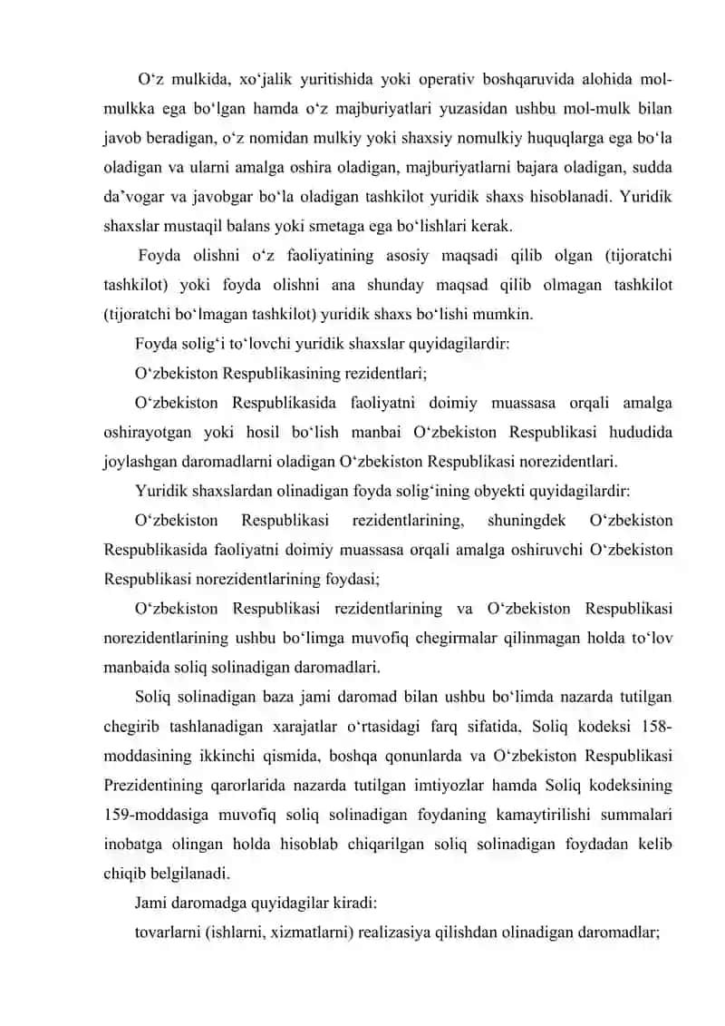 Yuridik shaxslardan undiriladigan foyda solig‘i 2