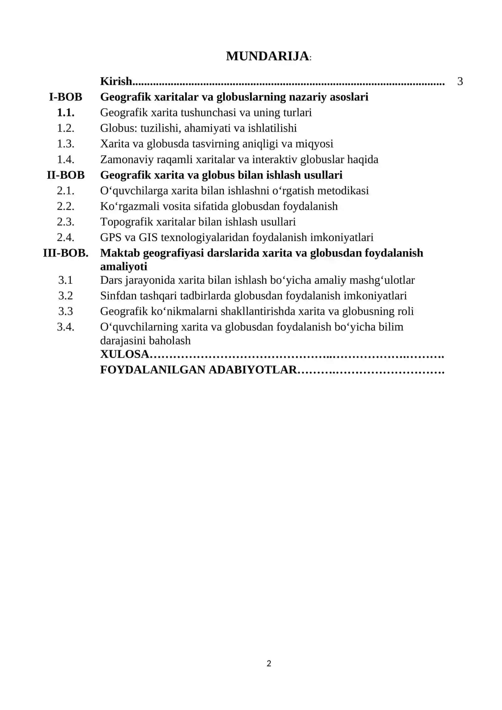 Geografiya va Tabiiy fan o’itish metodikasi 2