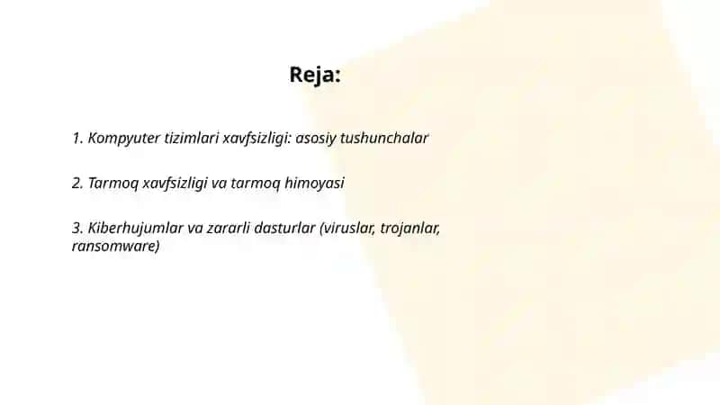 Kompyuter tizimlari xavfsizligi 2