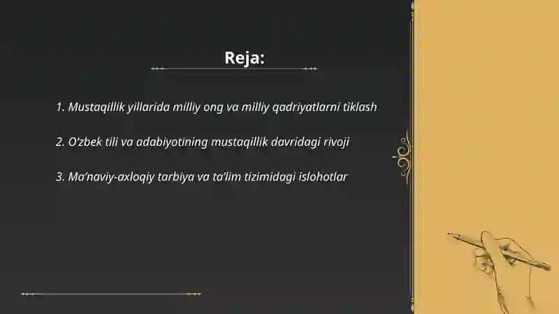 MUSTAQILLIK YILLARIDA O‘ZBEKISTONDAGI MAʼNAVIY VA MADANIY TARAQQIYOT 2