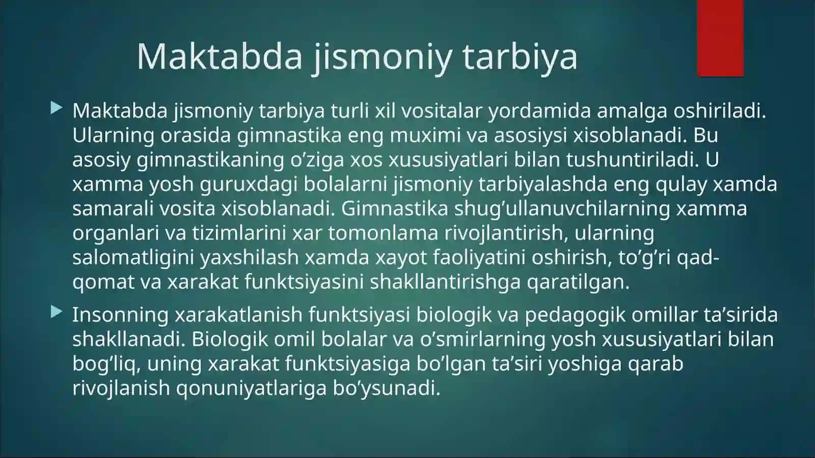 Maktabda gimnastika darsini o’tish uslubiyati 2