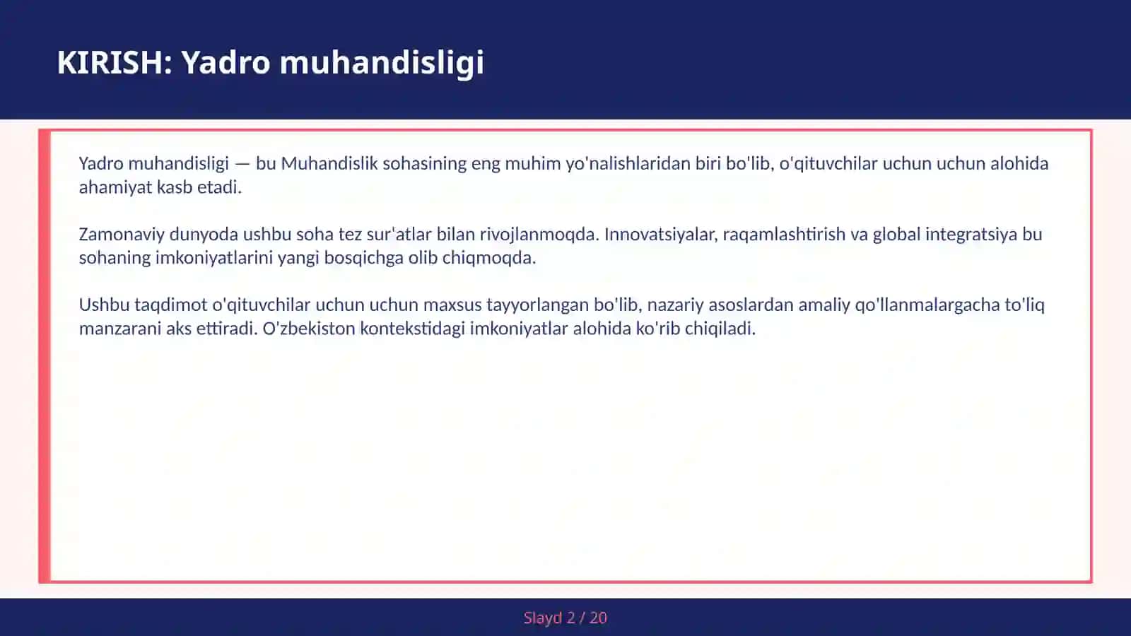 YADRO MUHANDISLIGI 2