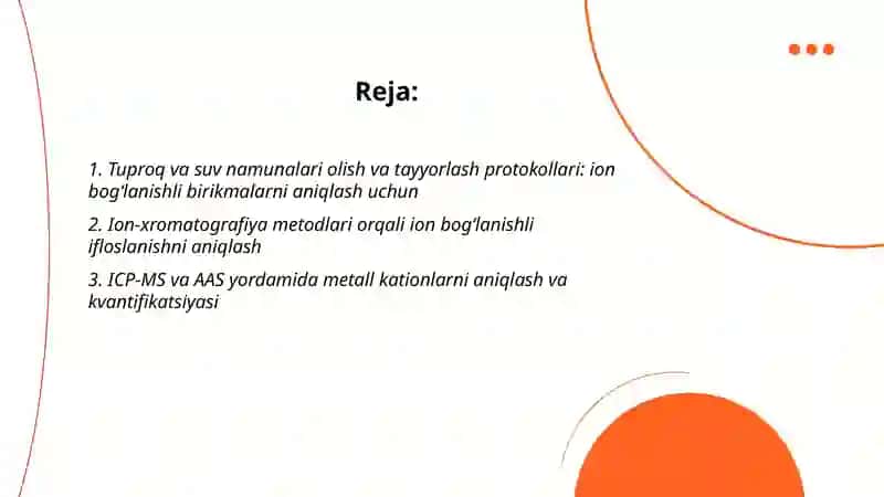 Troproq va suvning ifloslanishida ion bog'lanishli birikmalarni aniqlab ulardan tozalash usulini ishlab chiqish 2