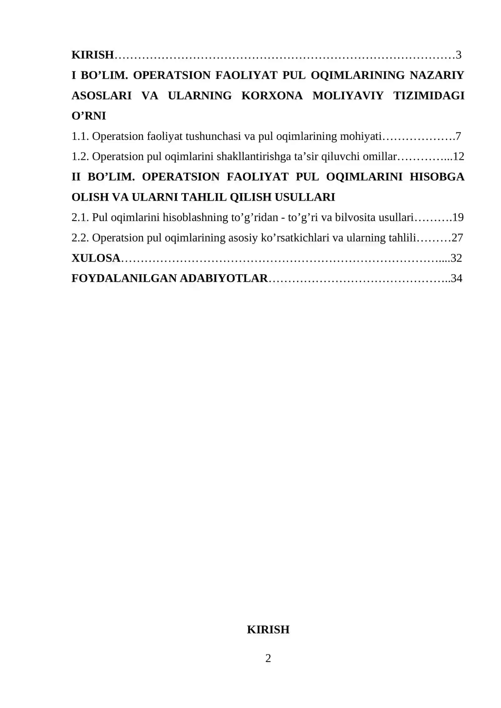 Operatsion faoliyat pul oqimlari 2