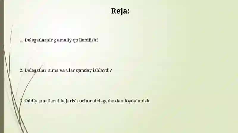 Delegatlar yordamida oddiy amallarni bajarish 2
