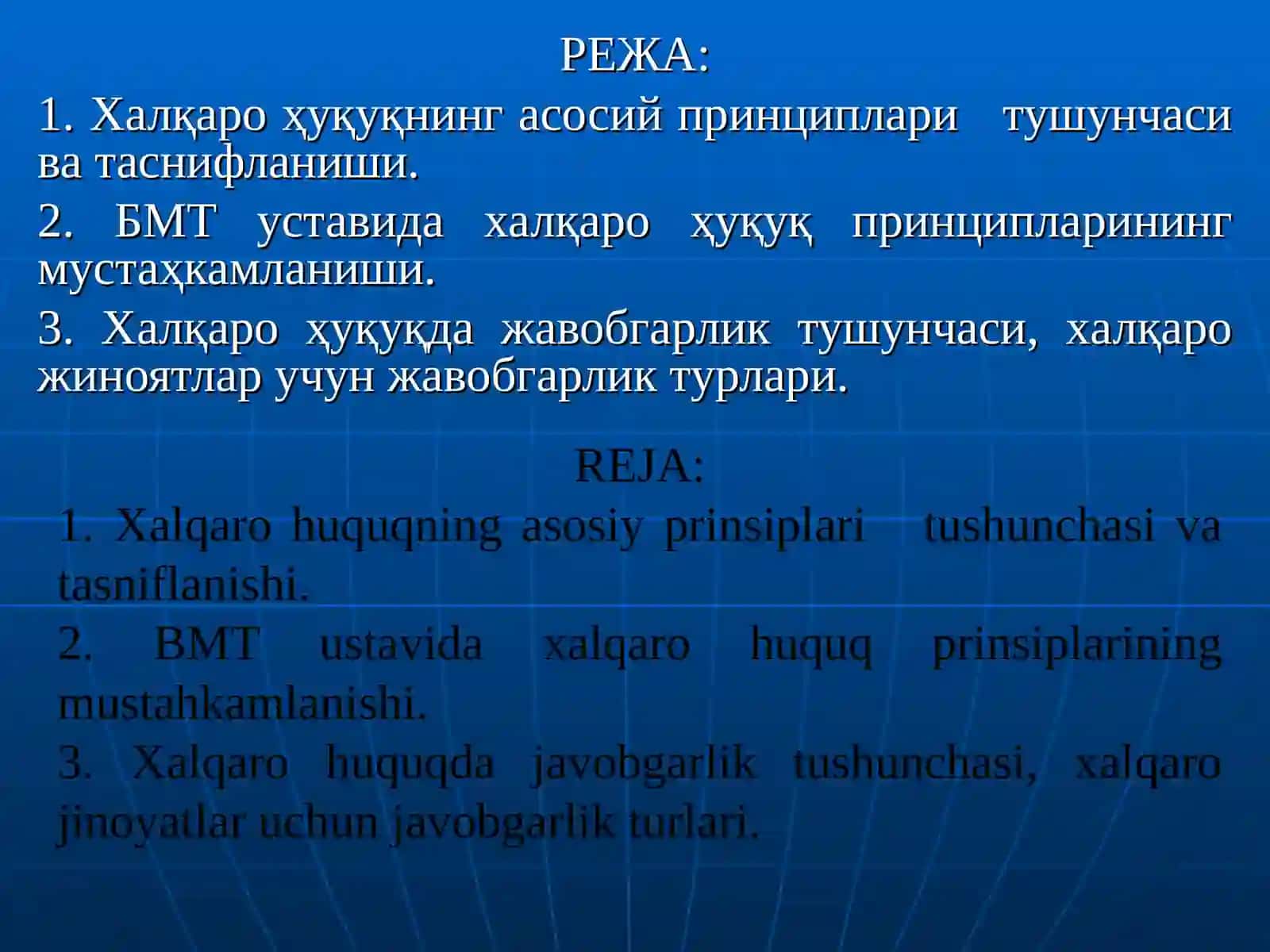 ЗАМОНАВИЙ ХАЛҚАРОҲУҚУҚНИНГ АСОСИЙПРИНЦИПЛАРИ ВА ХАЛҚАРО ҲУҚУҚДА ЖАВОБГАРЛИК 2