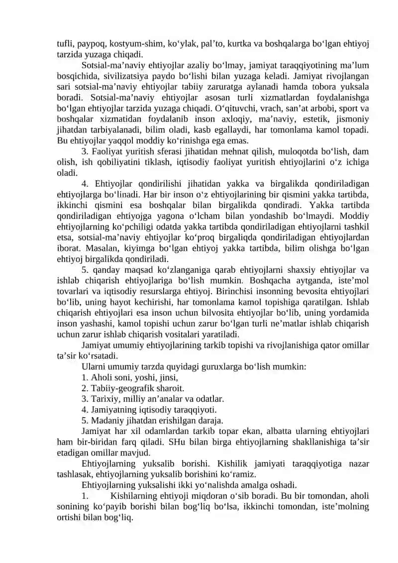 Ijtimoiy iqtisodiy ehtiyojlar 2