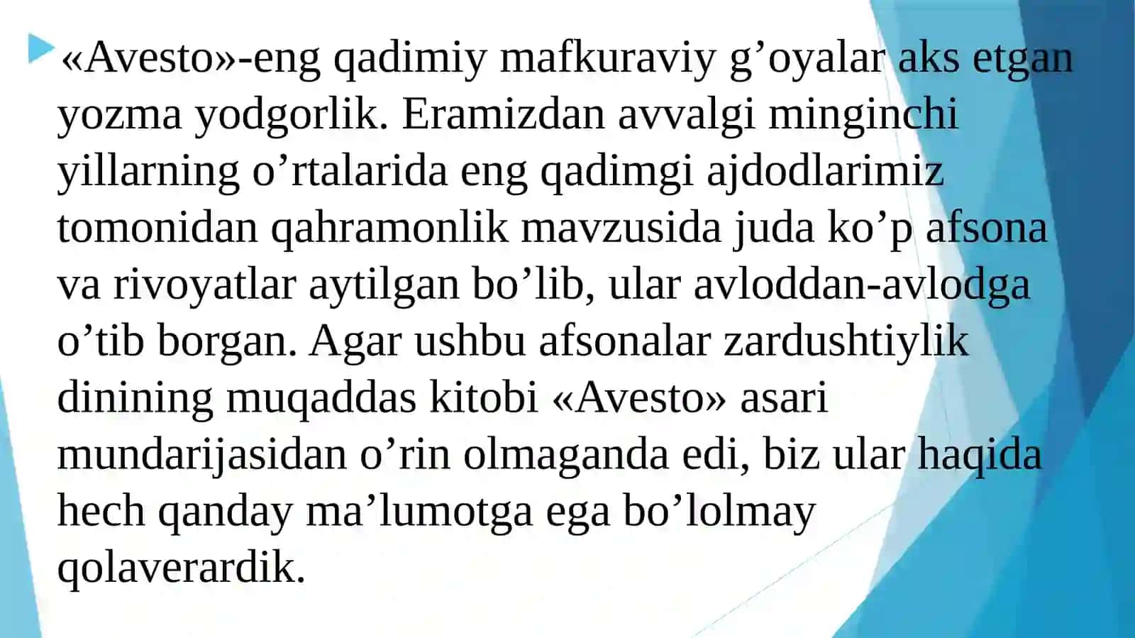 Zardo’shtiylik mafkurasi va ularning qadimiy xalqlar mafkurasi hayotida tutgan o’rni 2
