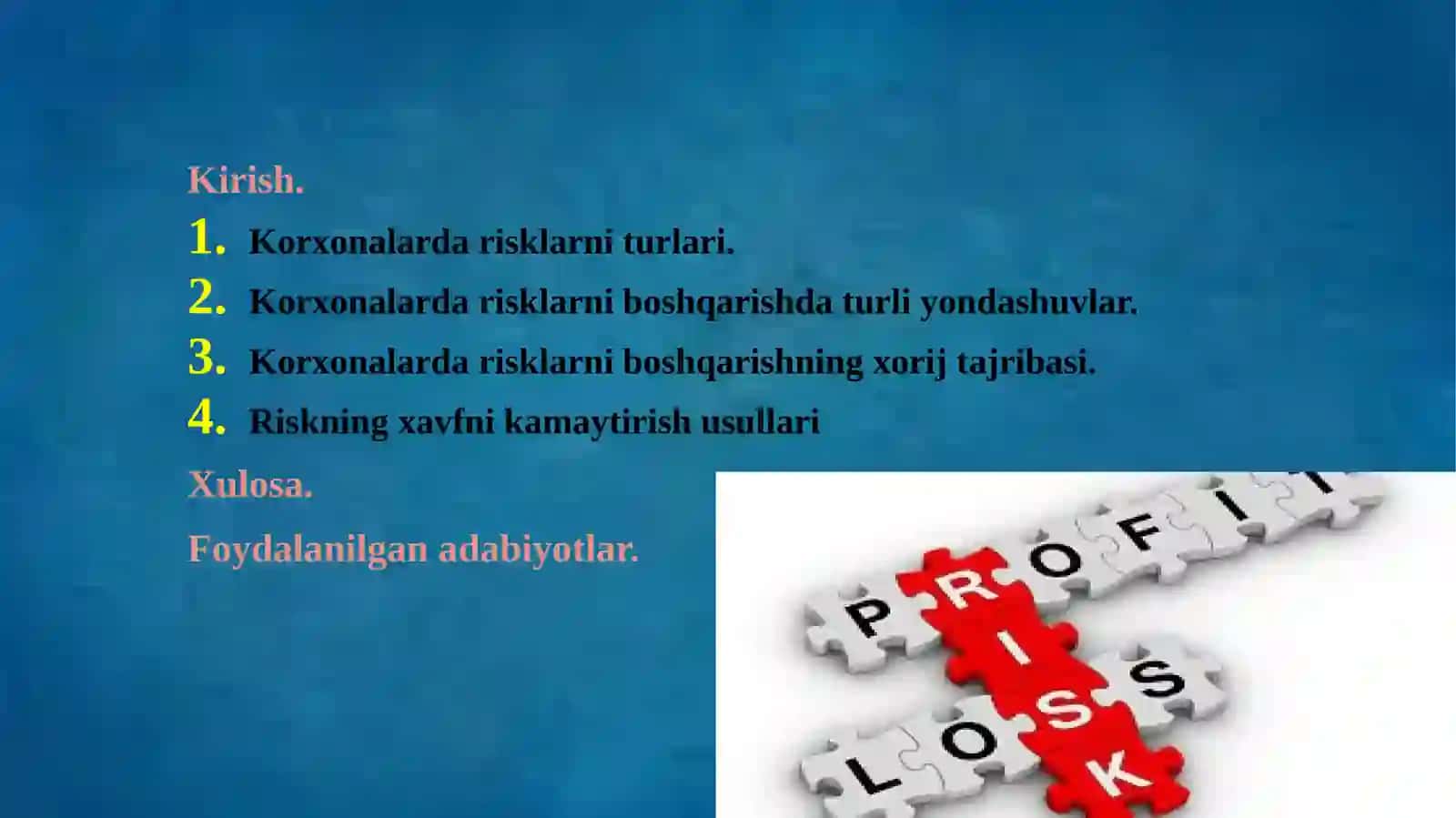 Korxonalardagi risklarni boshqarish 2