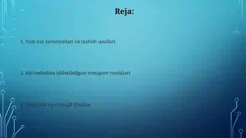 Xom ashyoni tashishda ishlatiladigan transport vositalari 2
