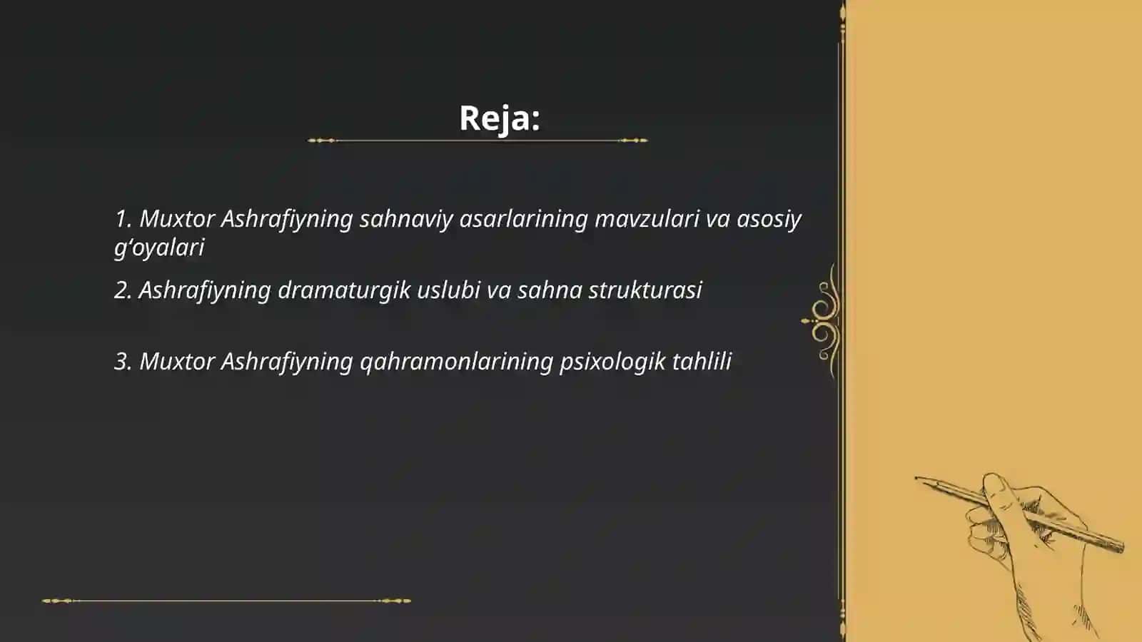 Muxtor Ashrafiyning sahnaviy asarlari 2