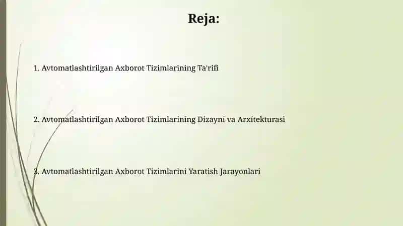 Avtomatlashtirilgan Axborot Tizimlarining Ta'rifi 2