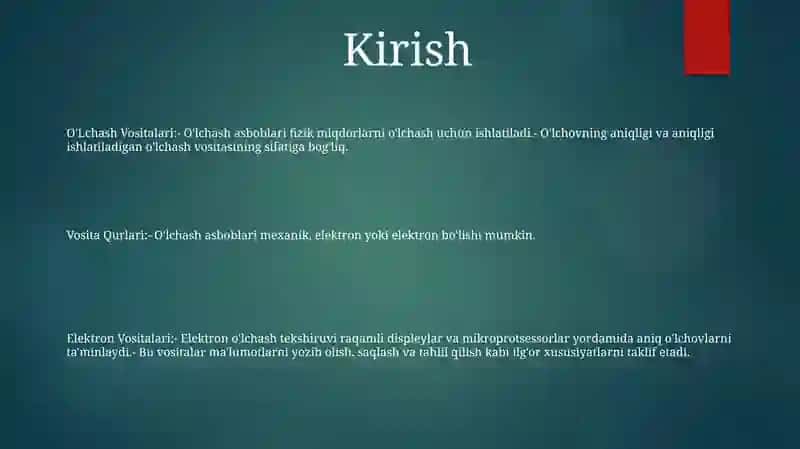 O'Lchash Vositalari Va Qurilmalari 2