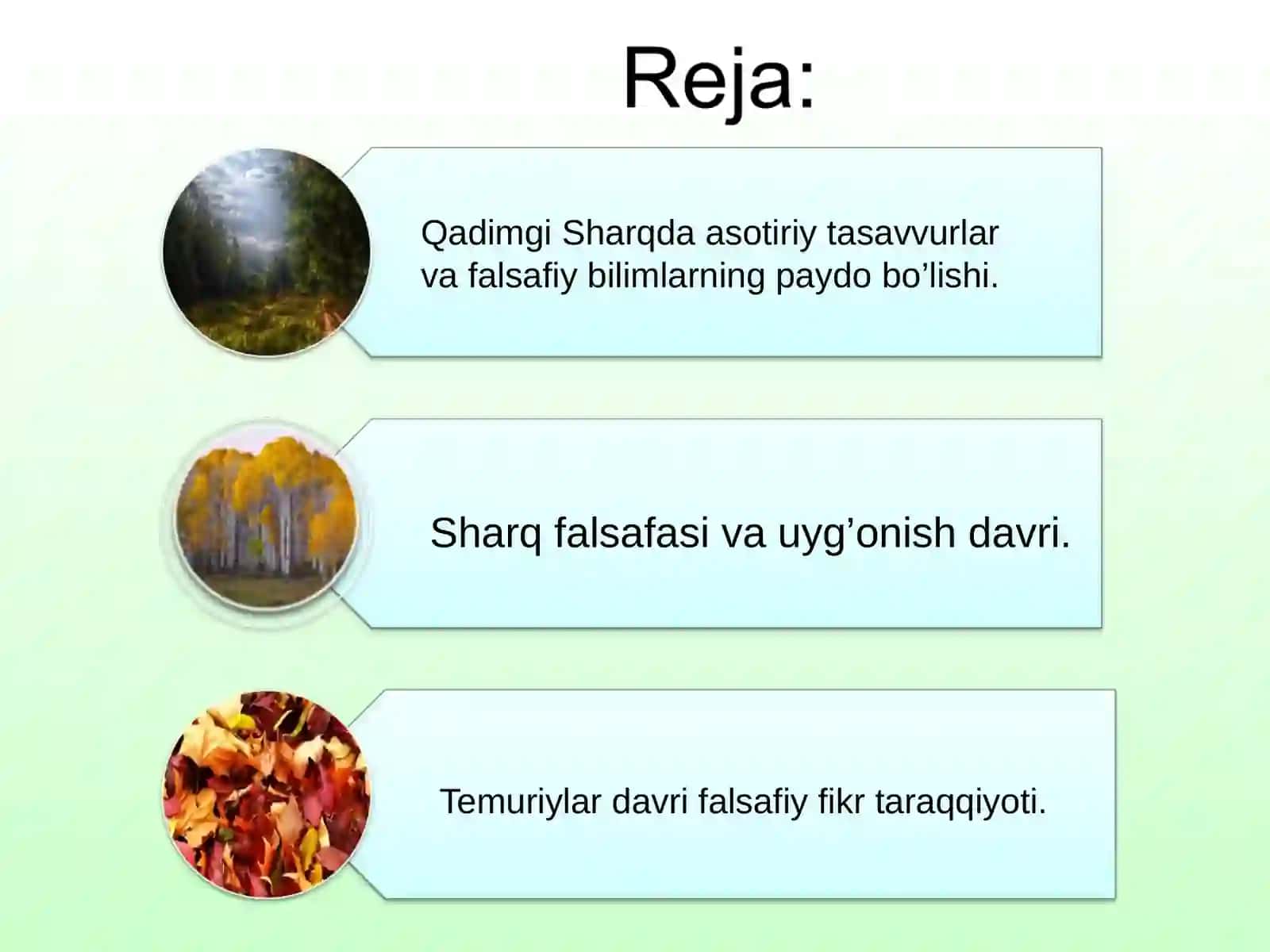 FALSAFIY TAFAKKUR TARIXI. SHARQ FALSAFASI 2
