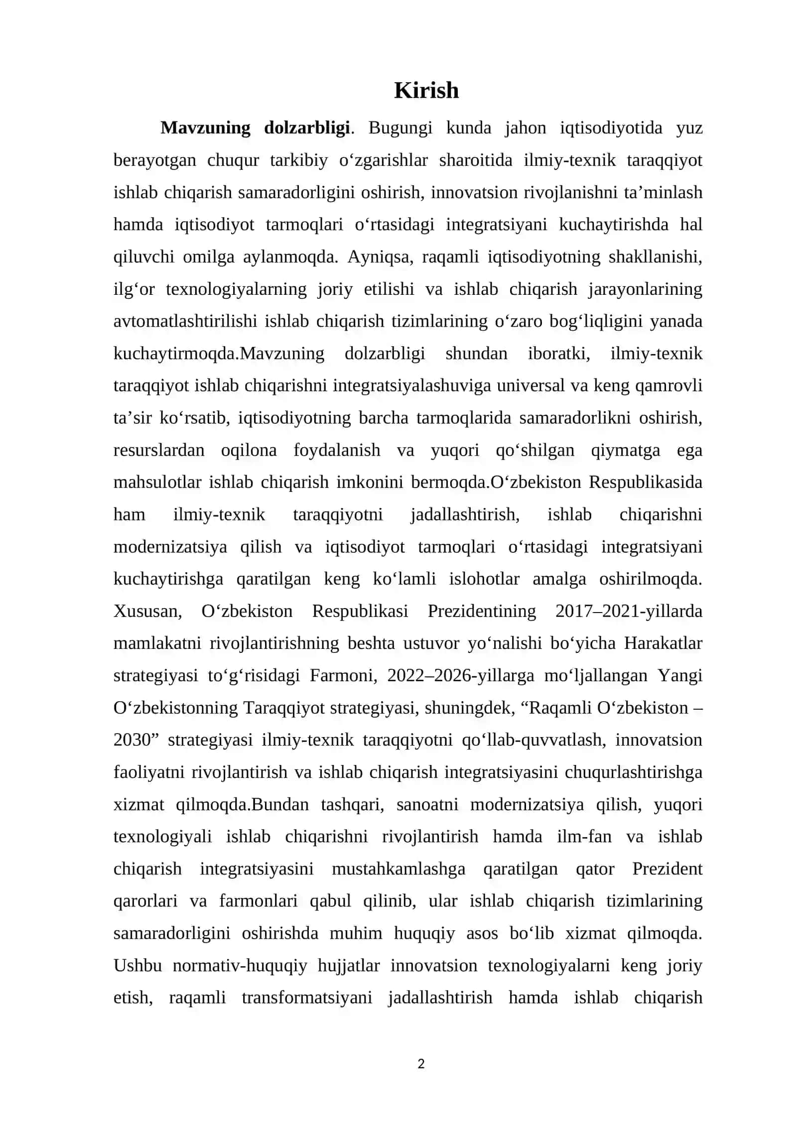 Ilmıy -texnık taraqqıyotını ıshlab chıqarıshnı ıntegrasıyalashuvını hamma tomonlarıga unıversal, keng qamrovlı ta'sırı 2