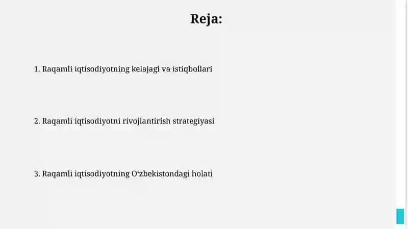 Raqamli iqtisodiyotning O'zbekistondagi holati 2