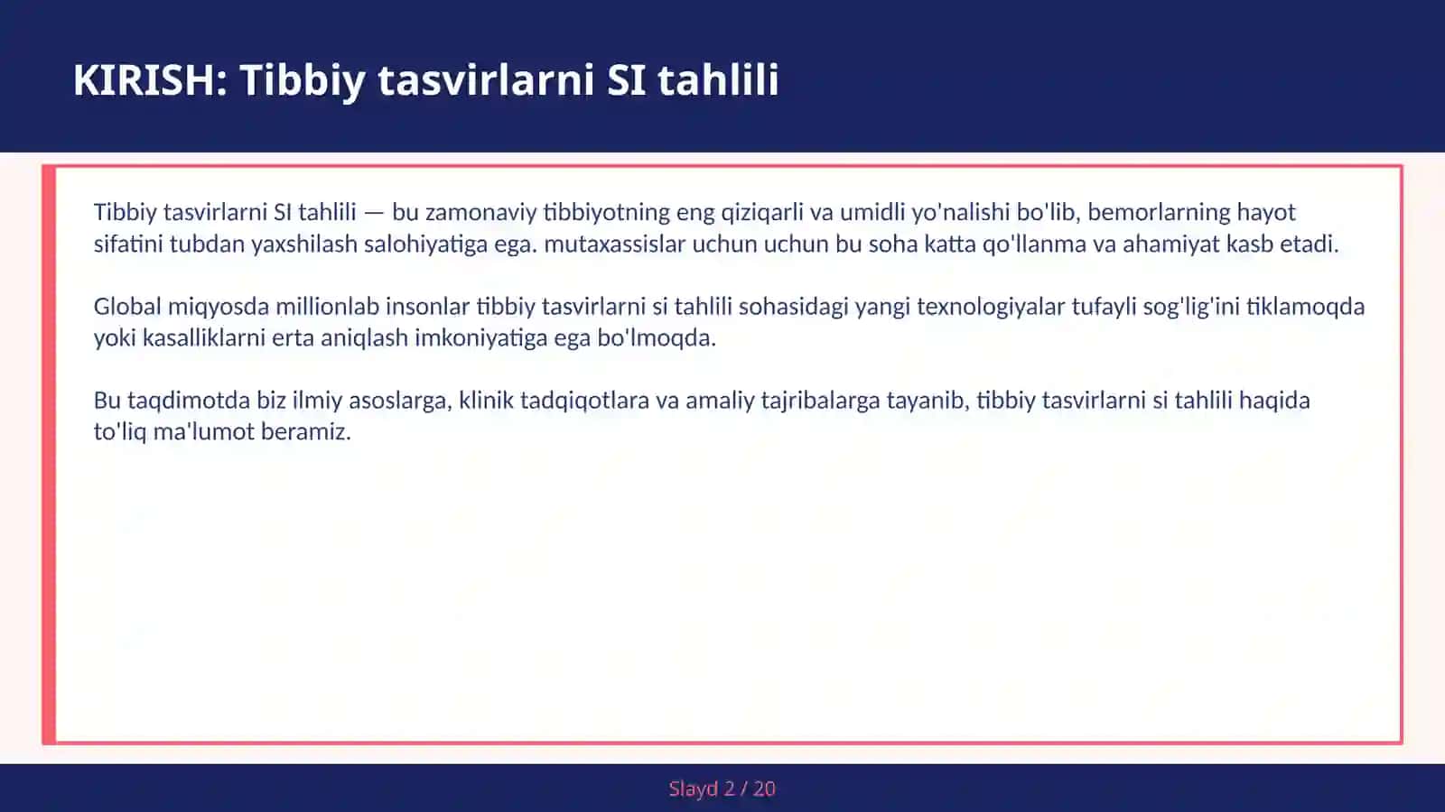 Tibbiy tasvirlarni SI tahlili 2