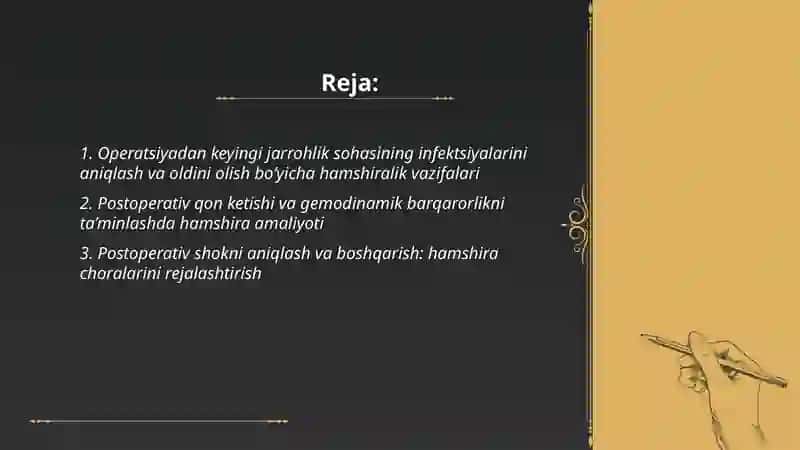 Operatsiyadan kiyingi davrda kuzatiladigan asoratlarda hamshiralik ishi 2