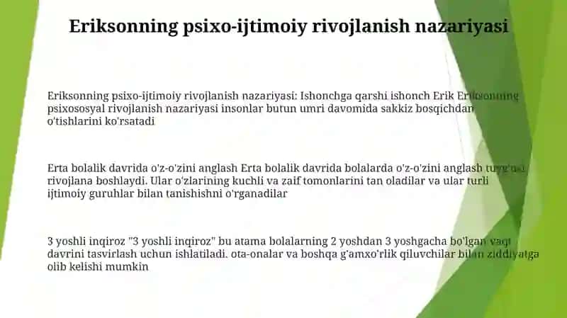 Eriksonning psixo-ijtimoiy rivojlanish nazariyasi 2