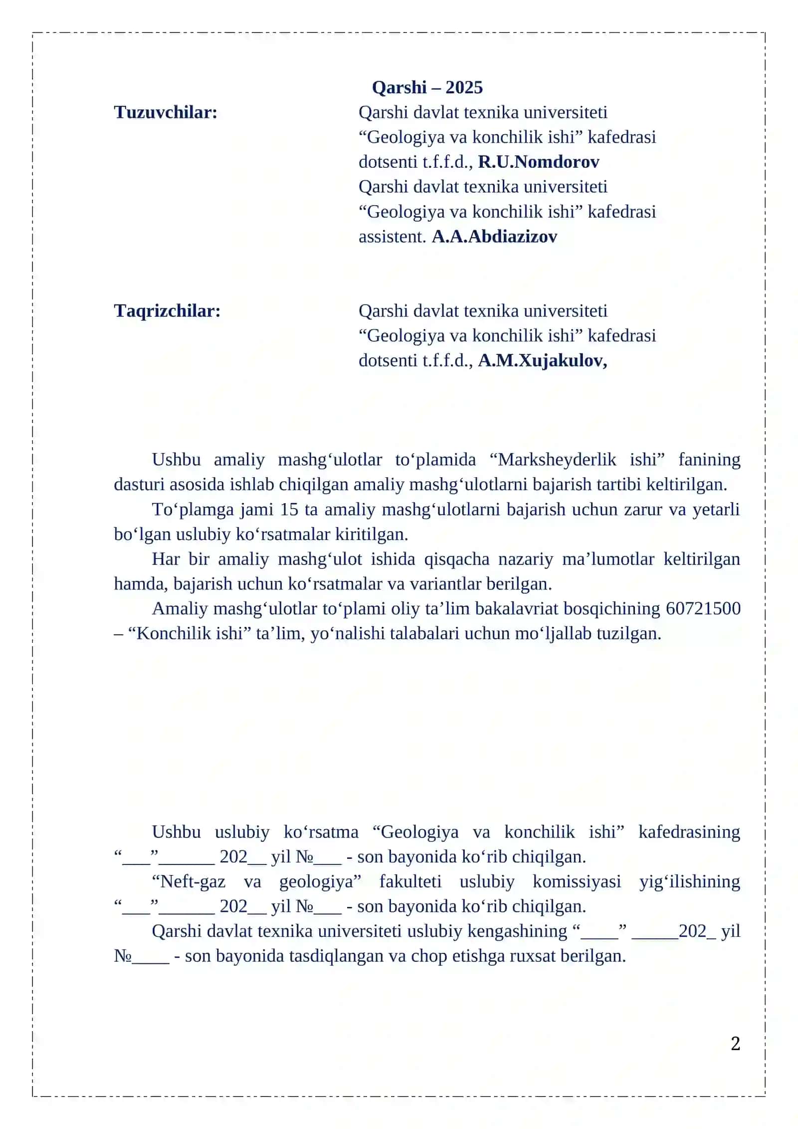 Marksheyderlik Ishi 2