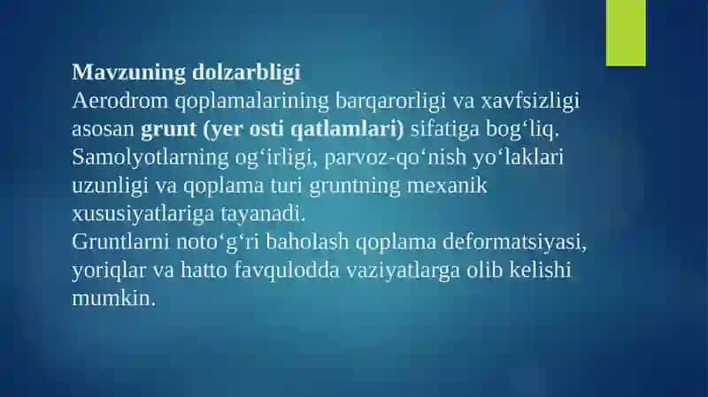 Aerodromlar Gruntlarni Tahlil Qilish Usullari 2