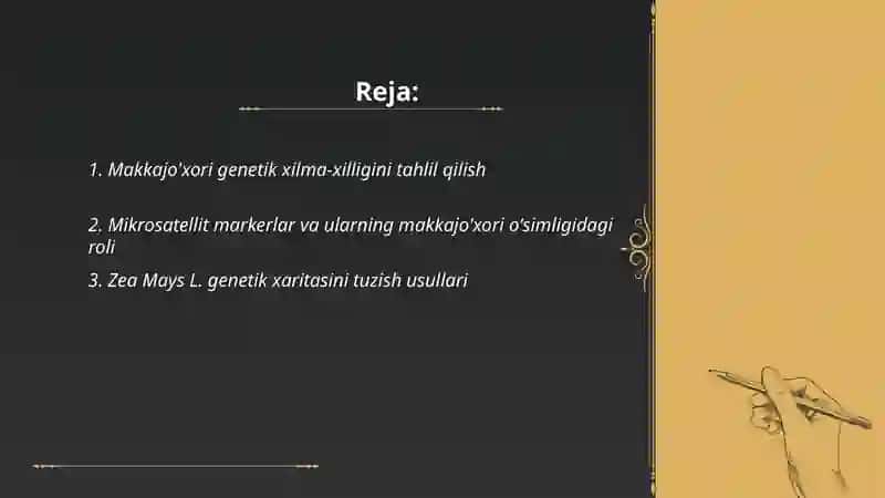 Makkajo'xori (Zea Mays L) o'simligini genetik xilma-xilligini mikrosatellit vakillari yordamida o'rganish 2