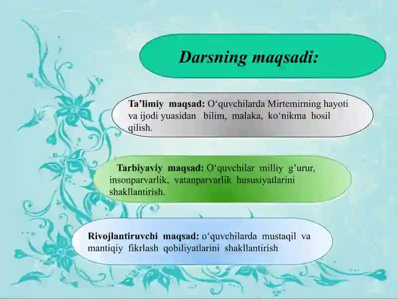 "Mirtemirning hayoti va ijodi" 2