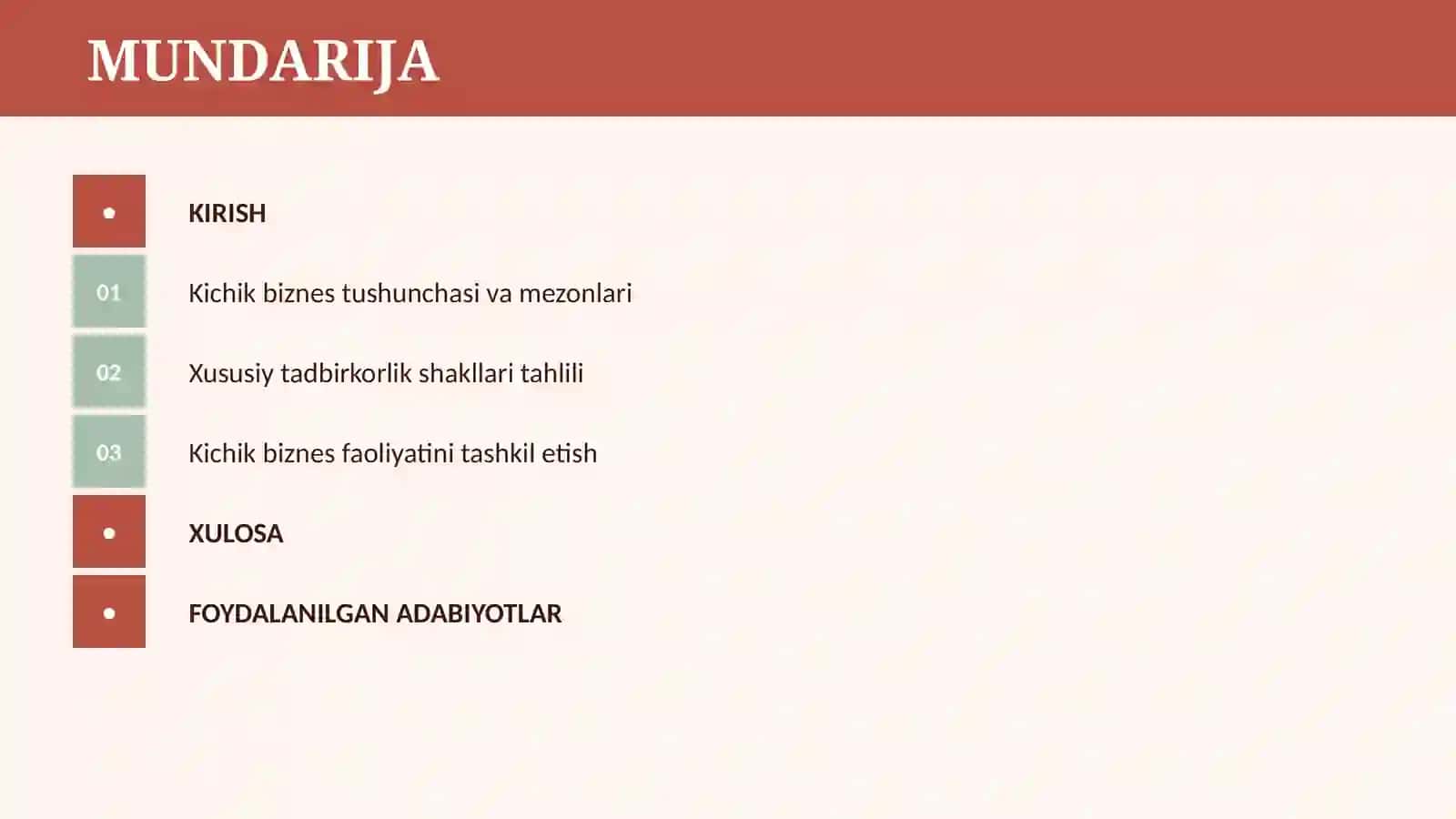 KICHIK BIZNES VA XUSUSIY TADBIRKORLIKNING FAOLIYATI VA SHAKLLARI 2