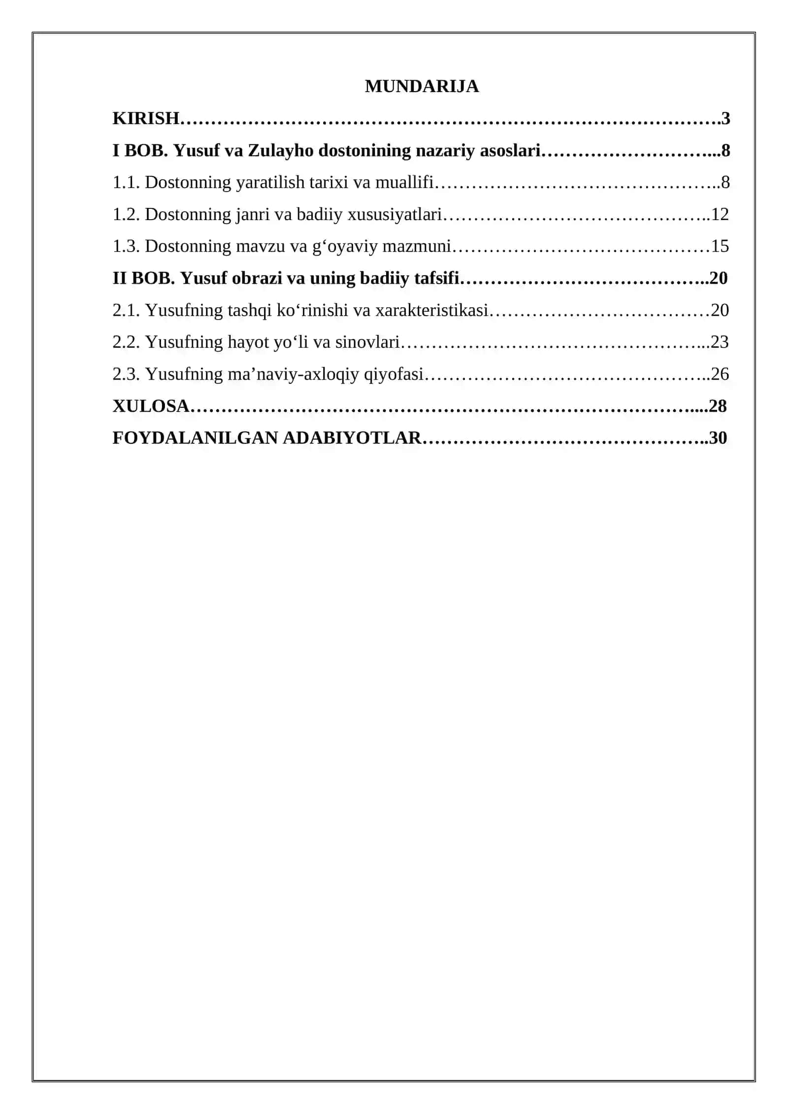 Durbekning “Yusuf va Zulayho” dostonida Yusuf obrazi 2