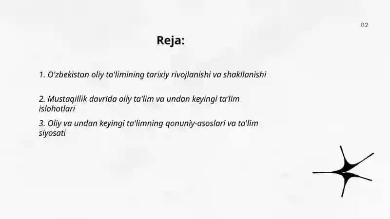 O'zbekiston Respublikasida oliy talim va undan keyingi ta'limning shakllanishi 2